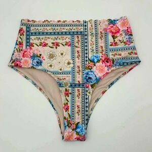 Água Bendita Luxury Bikini Bottoms -‎ Black&White Botanical Print - Size L - NWT